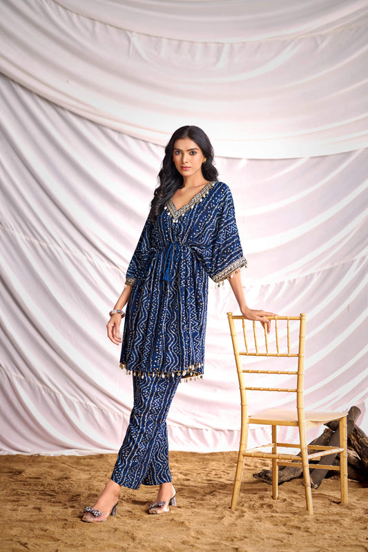 BulBul Women Blue Bandhani Printed Co-ord Set - Swadesiicart