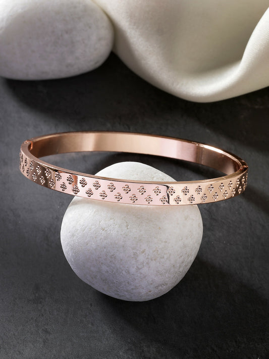NVR Men's Rose Gold Stainless Steel Kada Bracelet