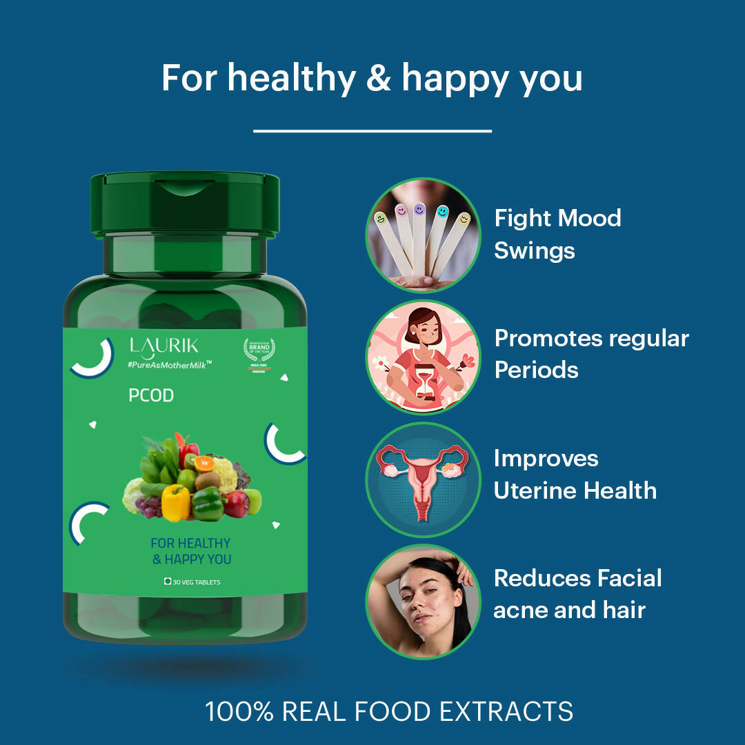 Laurik PCOD Balance Tablets With Vitamin D2, Folate And Inositol For Women Health | Swadesiicart
