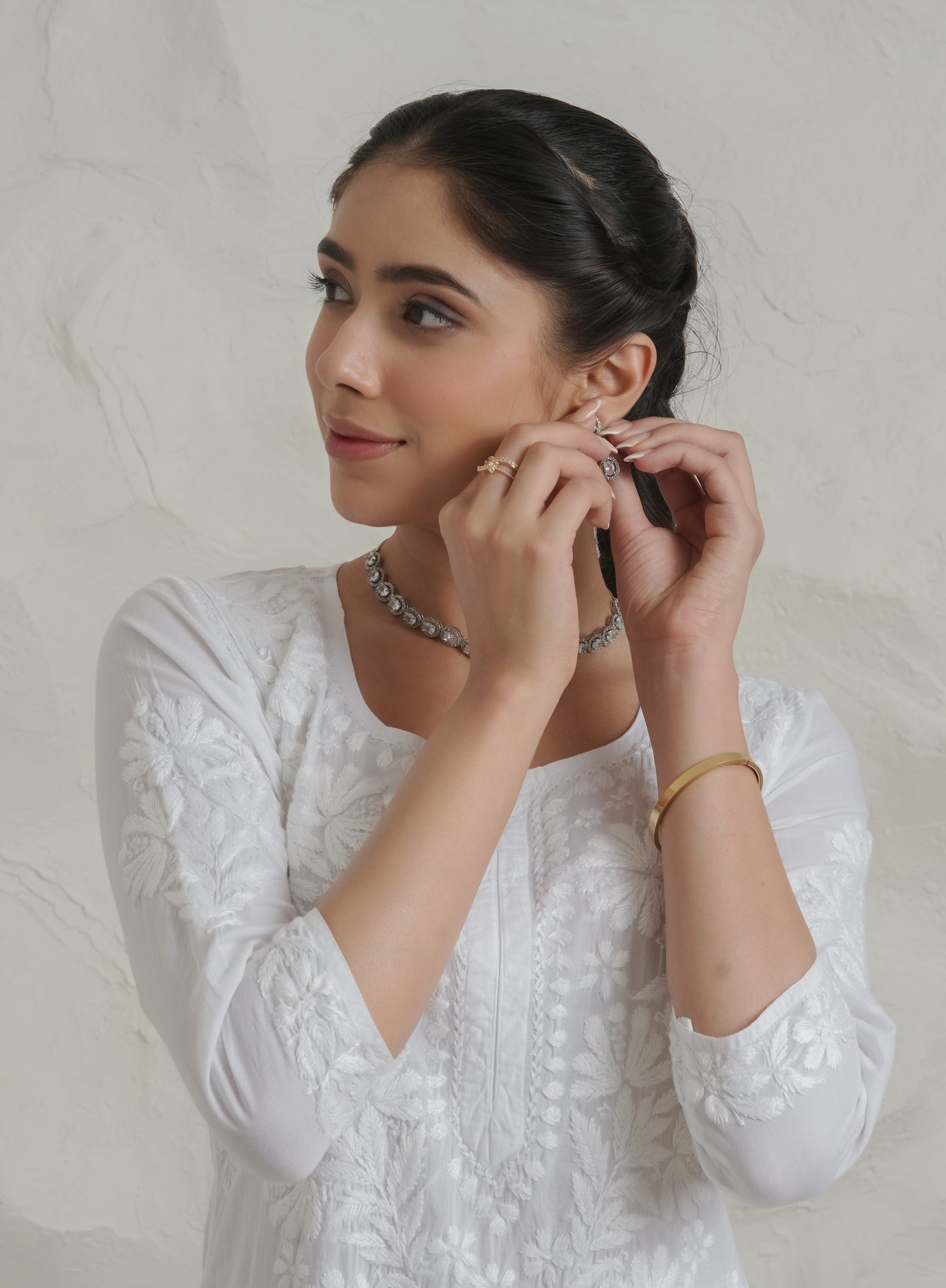Gharana India Mul Cotton Fine Chikankari Kurta White | Swadesiicart