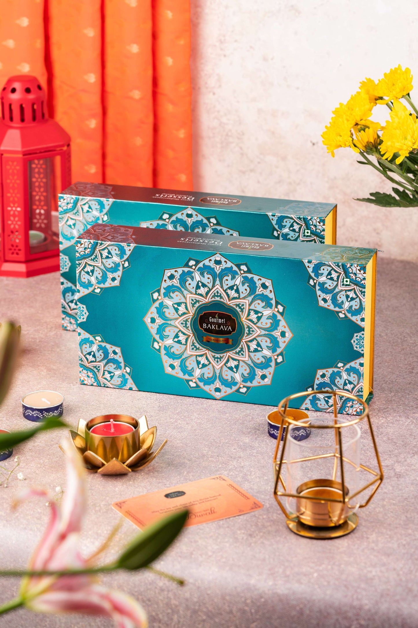 Gourmet Baklava Chocolate Belloria Teal Gift Box | Swadesiicart