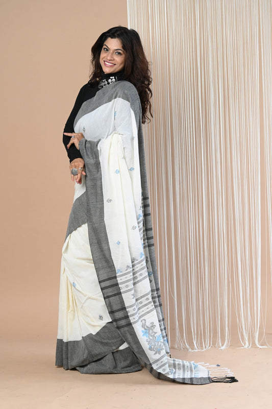 Very Much Indian Handloom Pure Cotton Saree With Handwoven Buttis | Swadesiicart