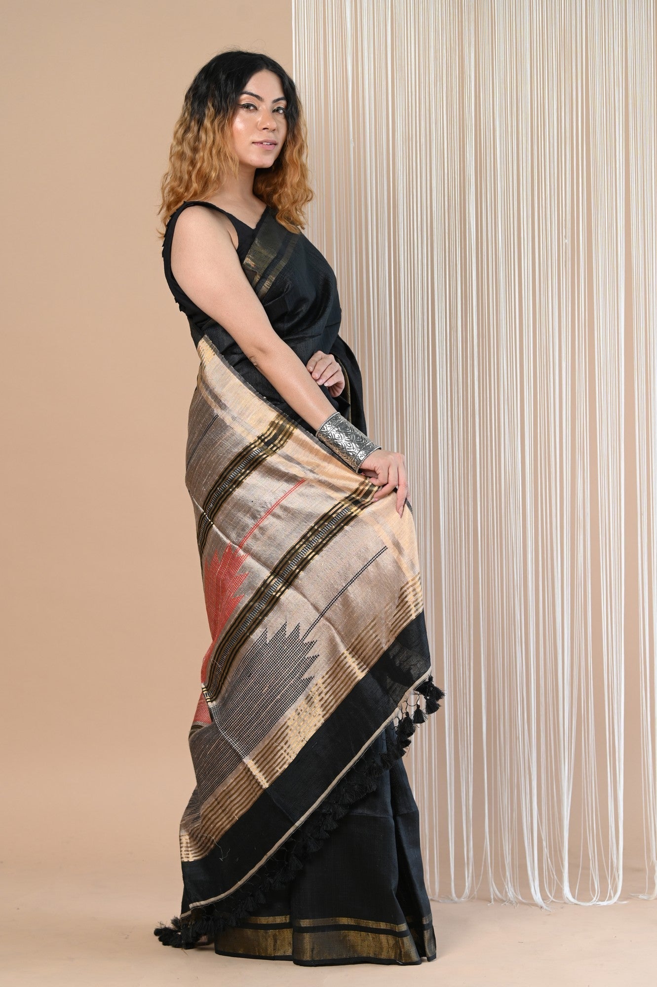 Very Much Indian Exclusive Handloom Pure Tussar Silk Saree By Khadigram Certified Weavers | Swadesiicart