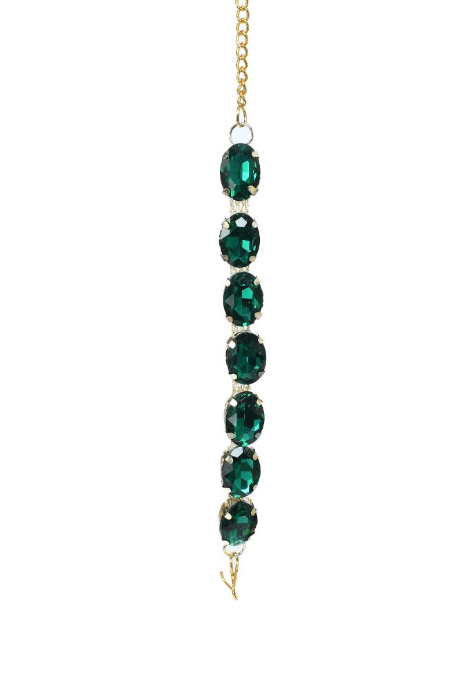 Mominos Fashion Johar Kamal Gold-Polished Finish Stone Choker For Women (Green) | Swadesiicart