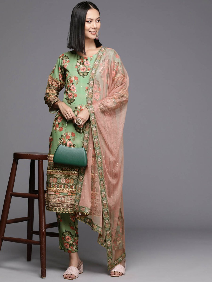 Ahalyaa Women's Traditional wear Kurta Set - Green | Swadesiicart