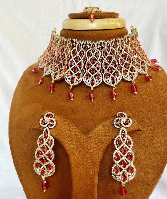 American Diamond Rose Plating Set By House of Ree - Swadesiicart