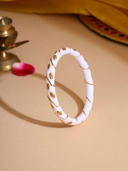 Ruby Raang White Traditional Bangle | Swadesiicart