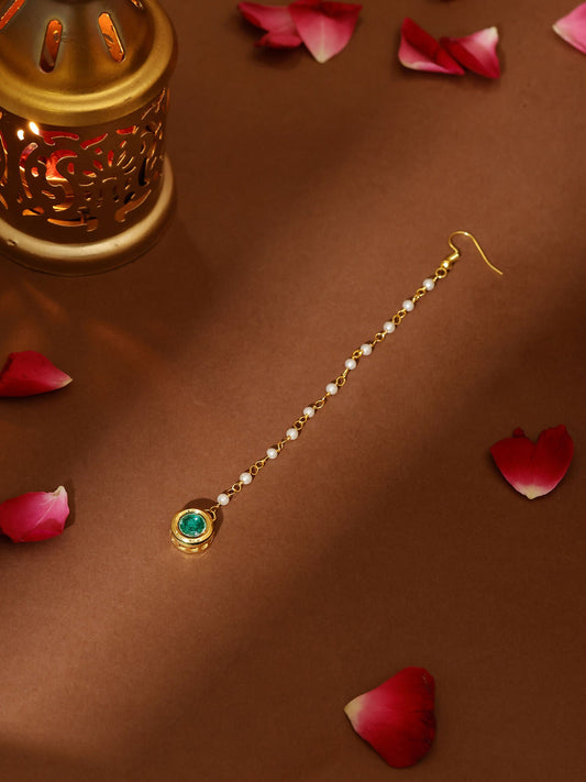 Ruby Raang Green Meenakari Kundan Maang Tikka | Swadesiicart
