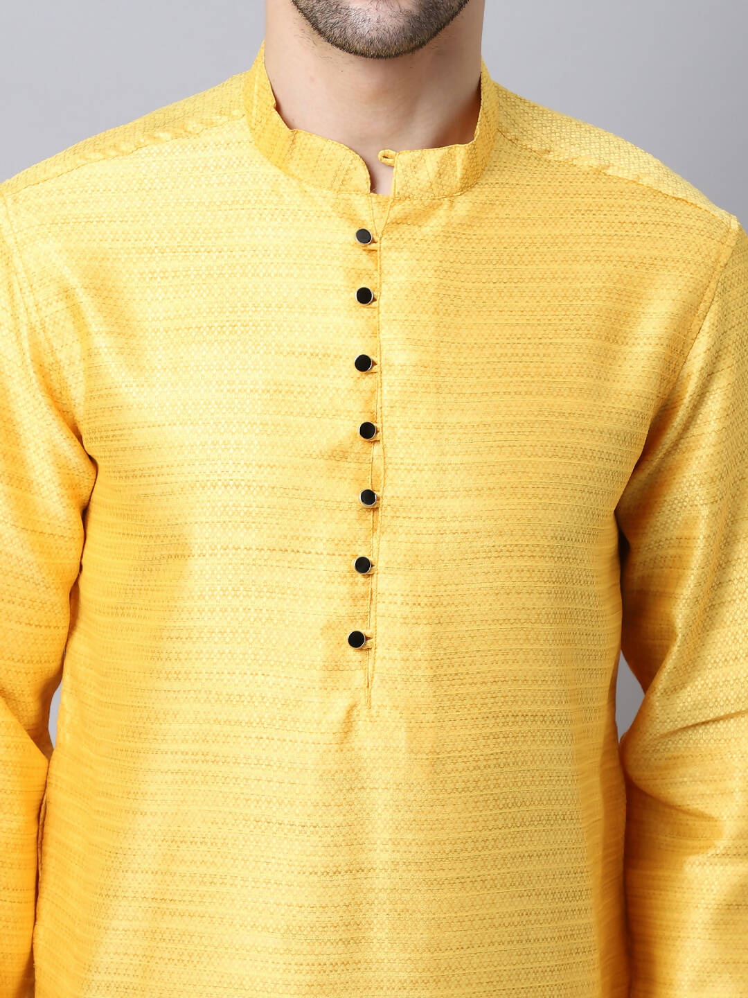 Even Apparels Yellow Pure Cotton Men's Kurta With Band Collar (SLK1187) | Swadesiicart
