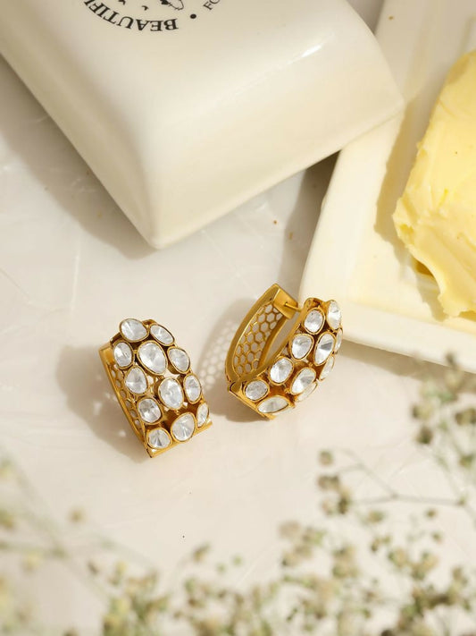 Glass Kundan Circular Earrings - Ruby Raang | Swadesiicart