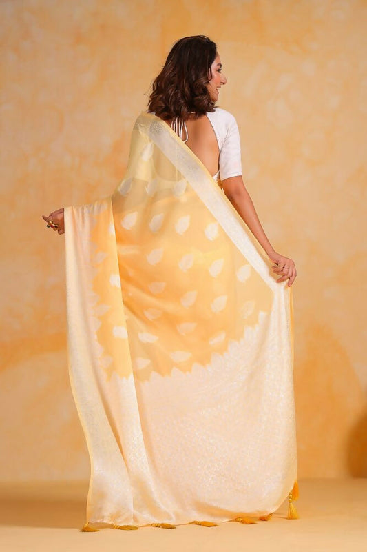 Vamsee Sikha Yellow Georgette Saree - Swadesiicart