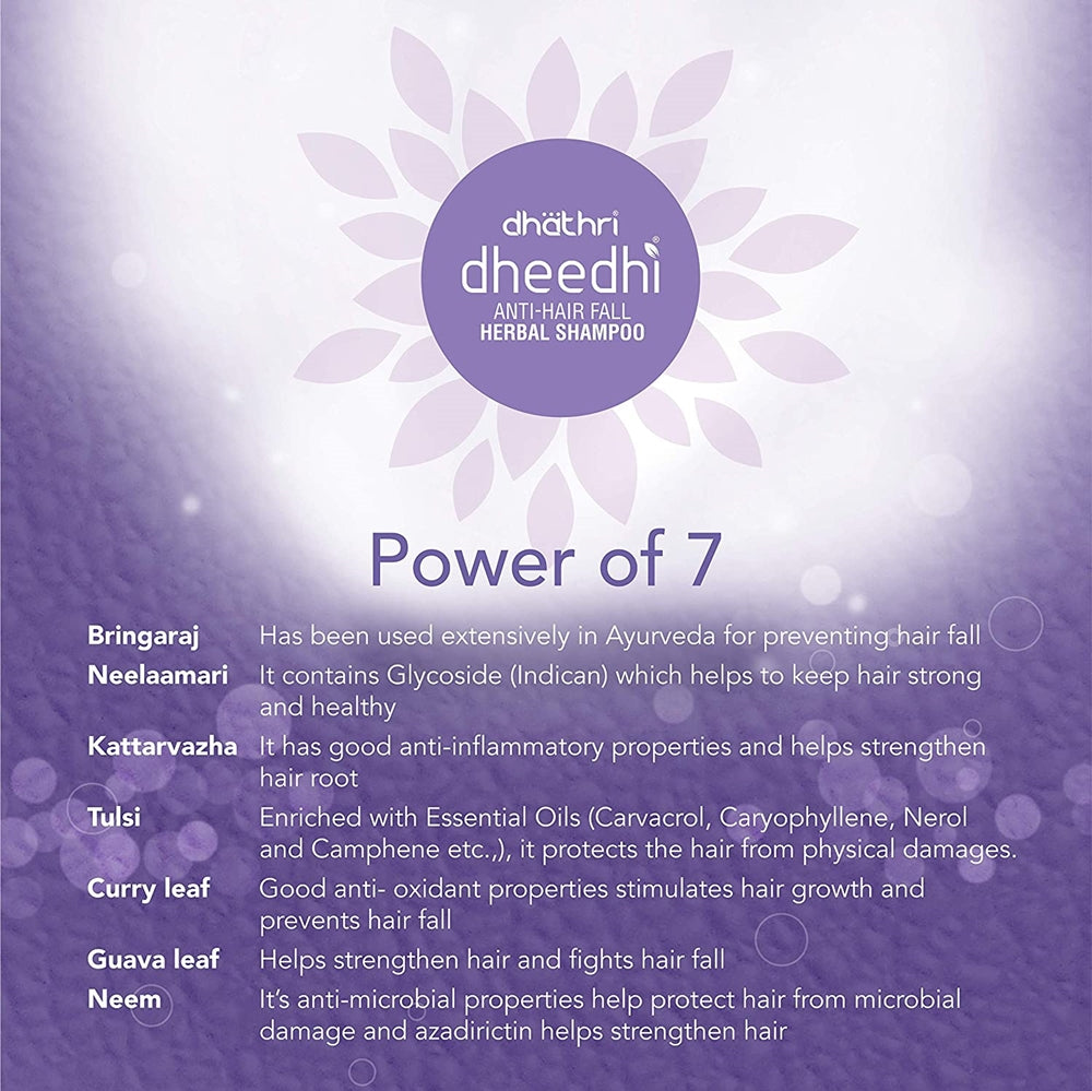Dhathri Ayurveda Dheedhi Anti-Hairfall Herbal Shampoo Ingredients
