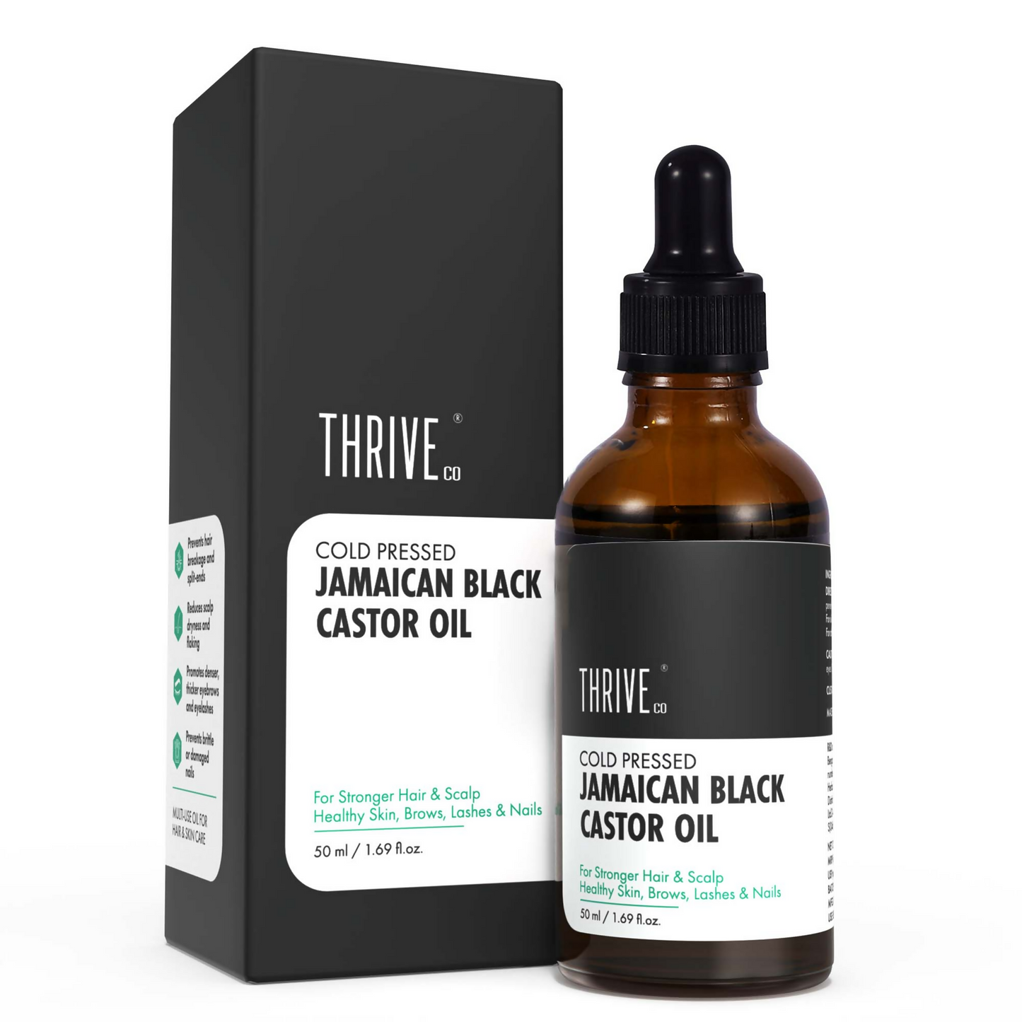 Thriveco Cold-Pressed Jamaican Black Castor Oil For Hair, Skin, Eyebrows, Eyelashes & Nails | Swadesiicart