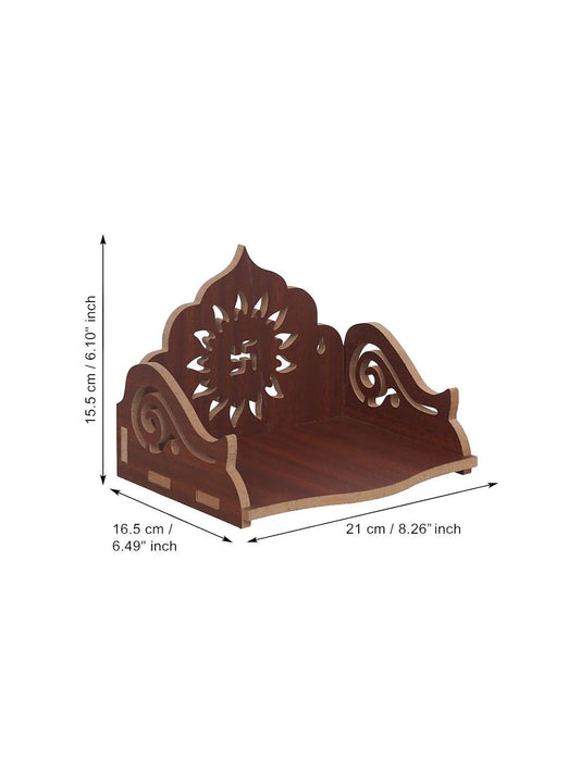 eCraftIndia Brown Decorative Beautiful Wooden Pooja Temple | Swadesiicart