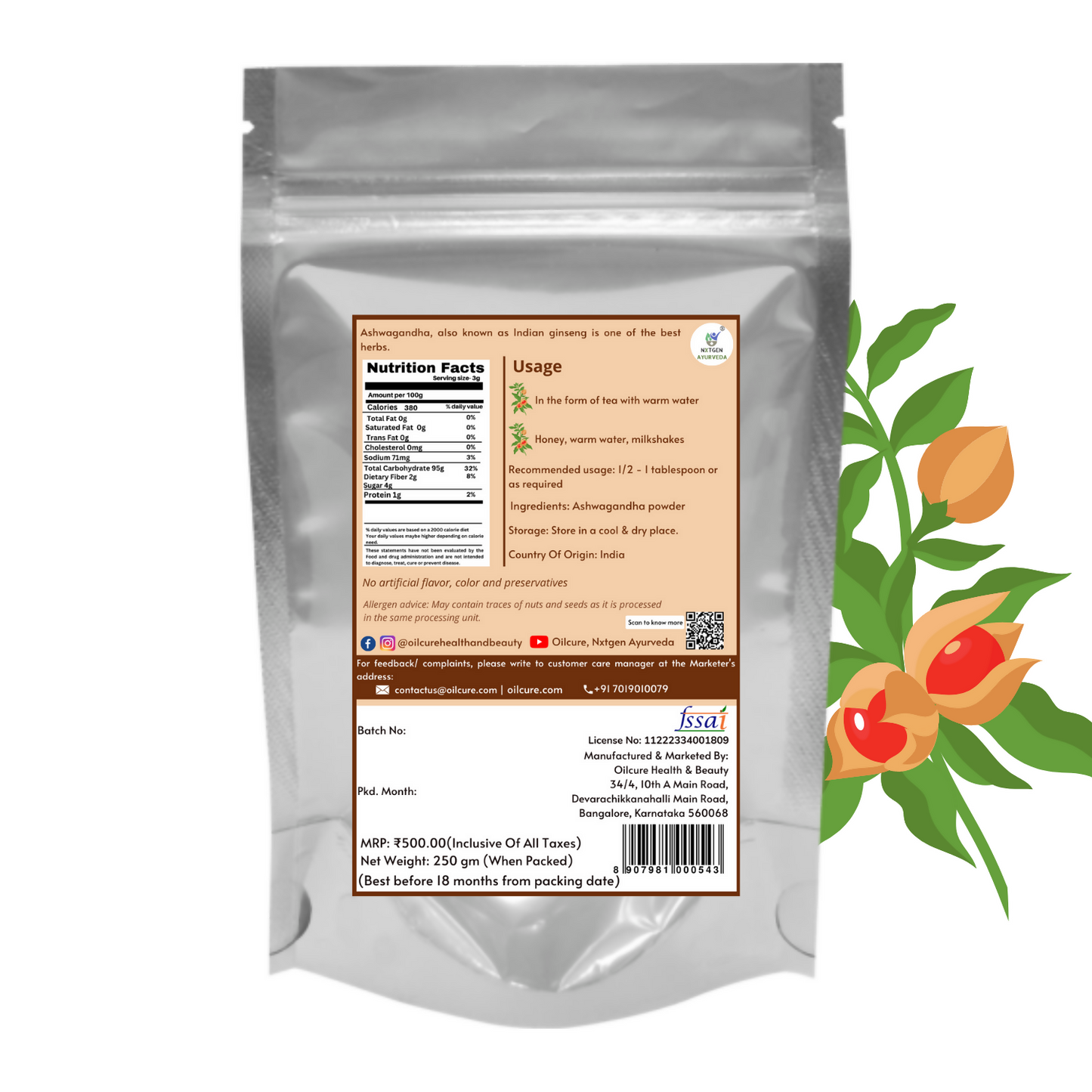 Nxtgen Ayurveda Ashwagandha Powder - Swadesiicart