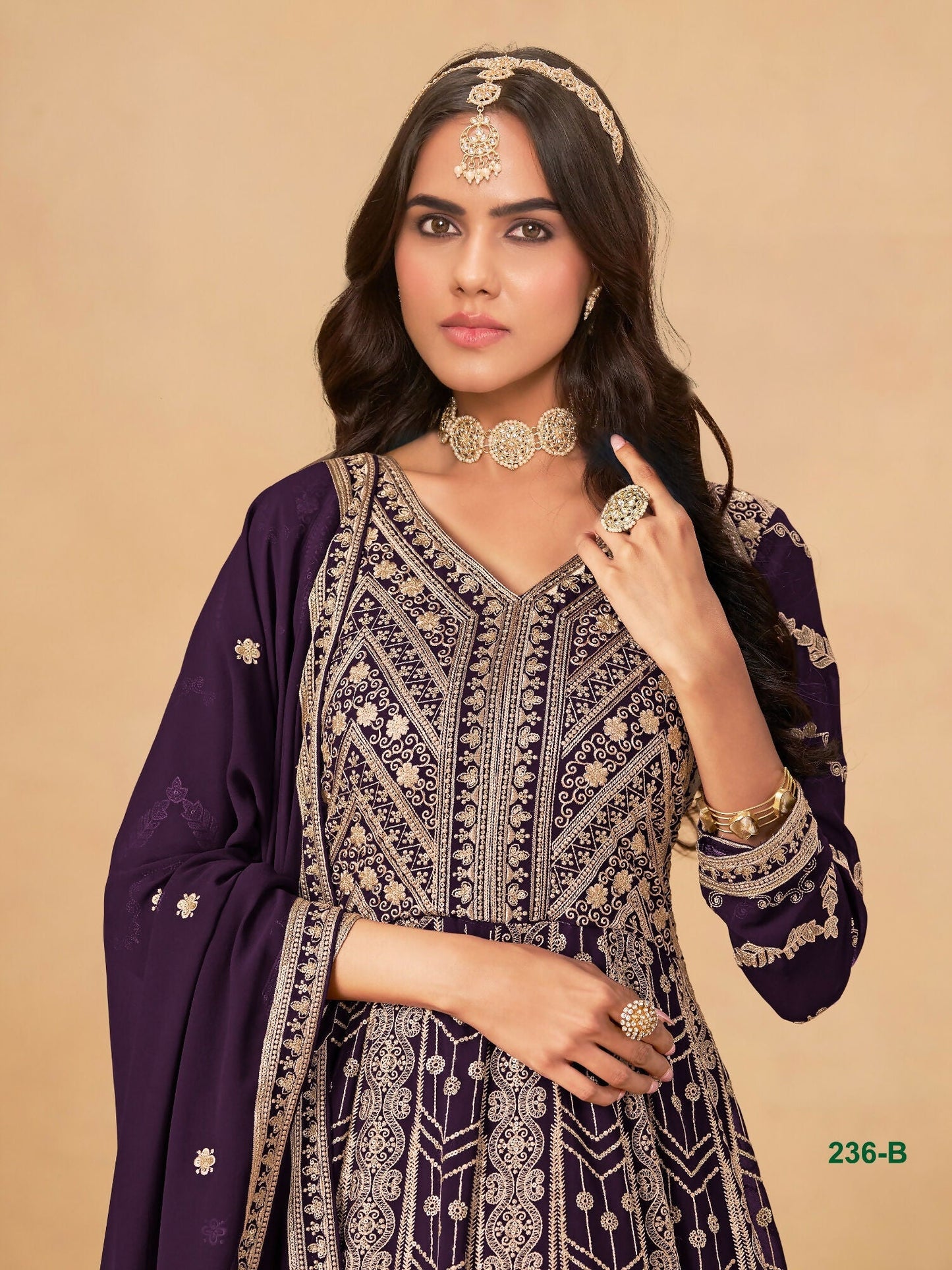 Anaita Wine Faux Georgette Stitched Anarkali Suit with Heavy Embroidery Work