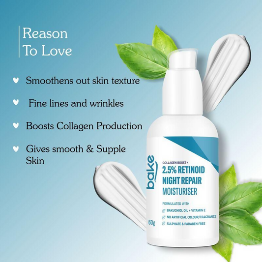 Bake 2.5% Retinol Night Repair moisturiser Cream | Swadesiicart