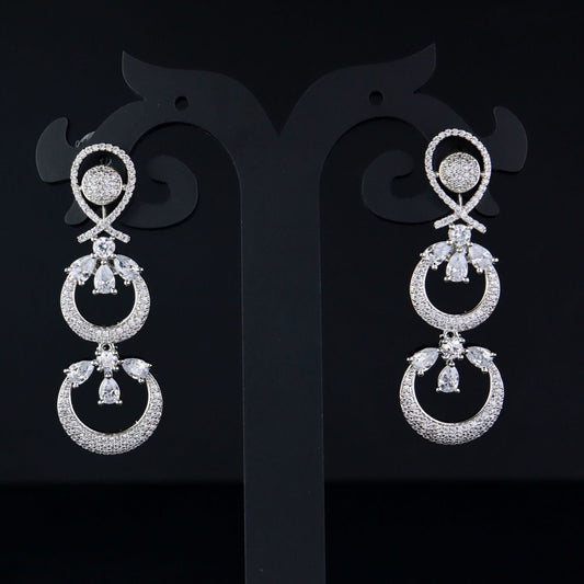 Stylish Latest Fashion Rose Gold-Polished Glittering Crystal AD Stone studded Earrings for Women & Girls - Wahe Jewels - Swadesiicart