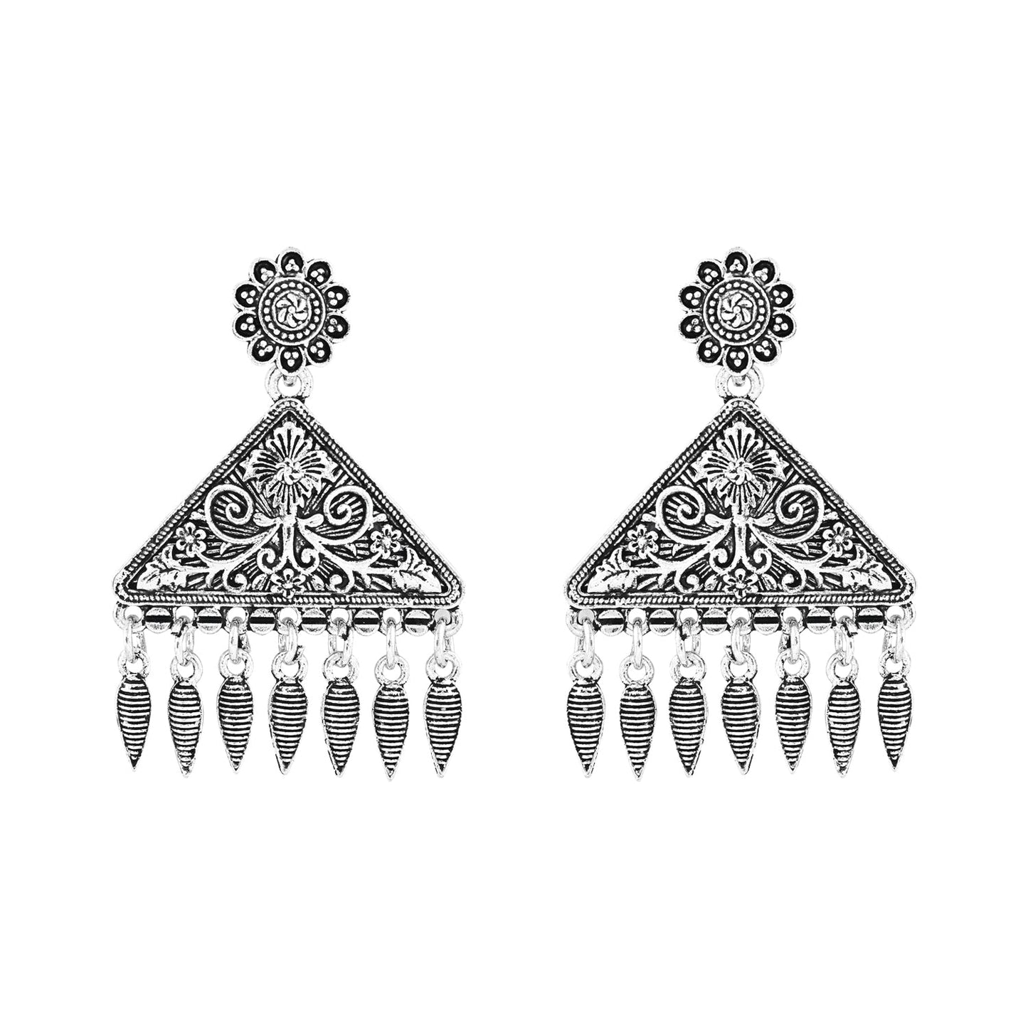 Navratri Ethnic Silver Oxidized Afghani Style Trending Earrings For Women & Girls - Wahe Jewels - Swadesiicart