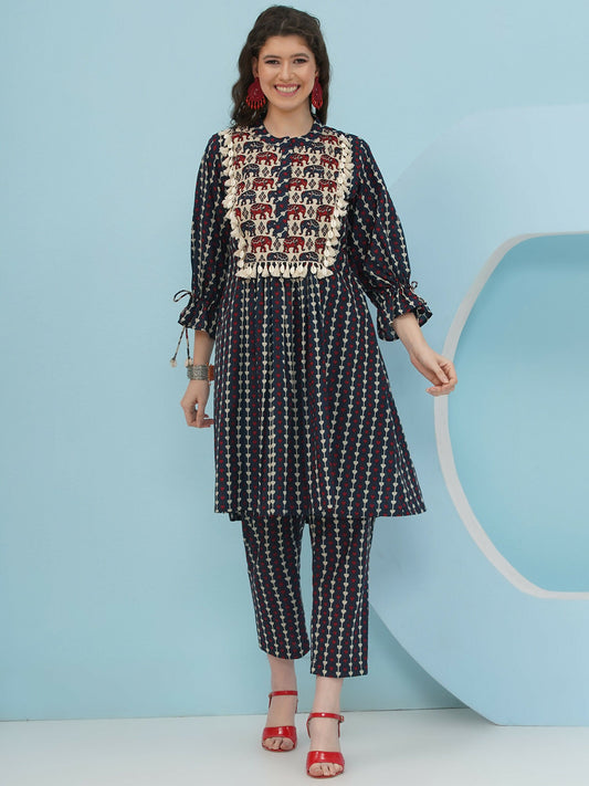 Joban Fashion Blue Printed Co Ord Set - Swadesiicart
