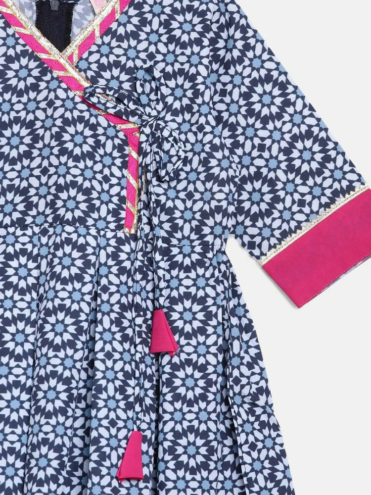 Ahalyaa Multi Crepe Printed Kids Kurta Sharara Set With Dupatta For Girls | Swadesiicart