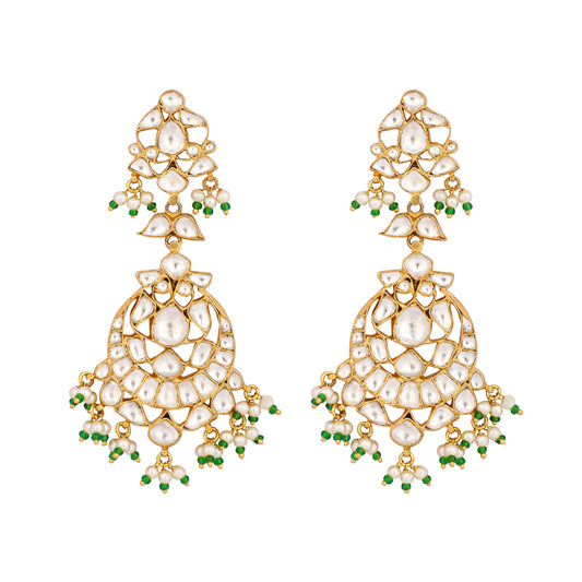 Nuyug 22K Gold Plated Chandbali Stone Drop Kundan Earrings | Swadesiicart