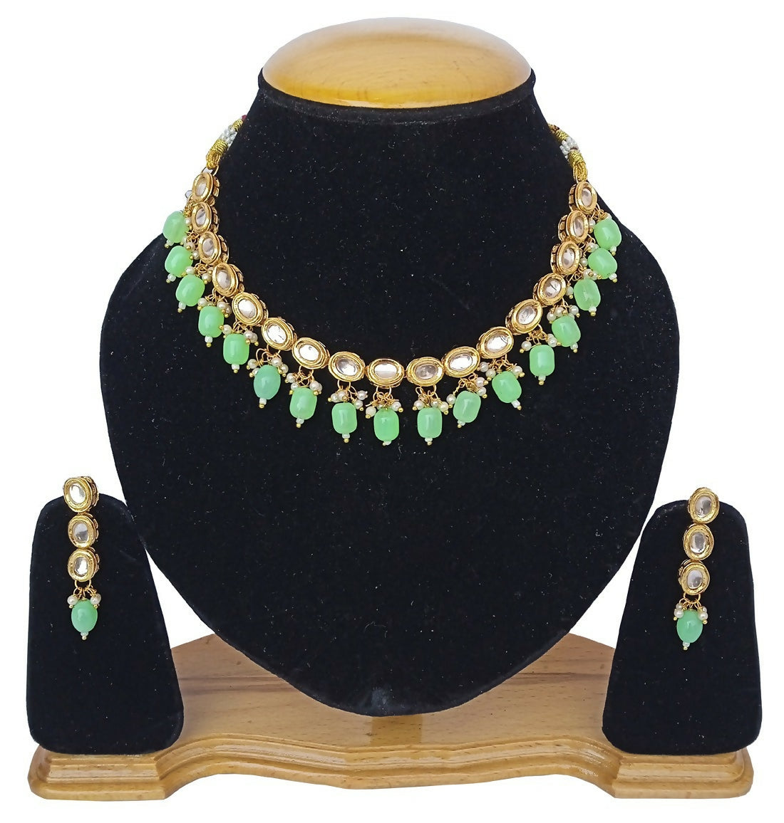Joban Fashion C.Green kundan work Necklace Set | Swadesiicart