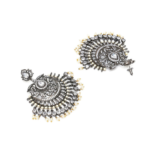 Diamond Earrings with Matching Maang Tikka- Ruby Raang | Swadesiicart
