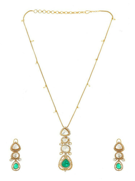 Natural Stones Antique finish Earrings and Necklace set - Ruby Raang