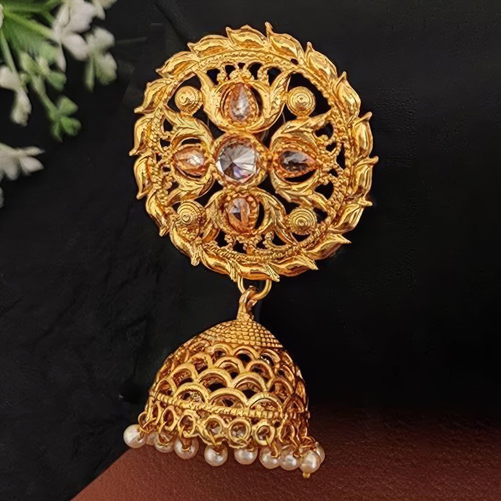 JS Fashion Designer High Gold Polish Jhumka Earrings – Fancy Antique Party Wear Jewelry for Women | Swadesiicart