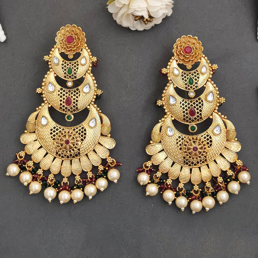 JS Fashion North Style Antique Jewellery Rajwadi Polish Long Earrings for Women | Swadesiicart