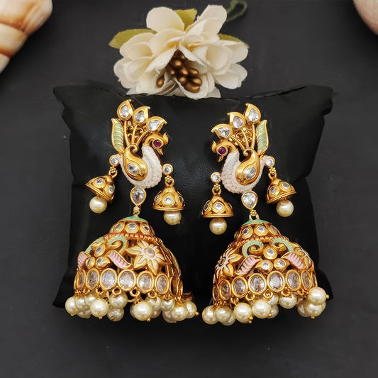 JS Fashion Peacock Kemp Jhumka Earrings for Women | Swadesiicart