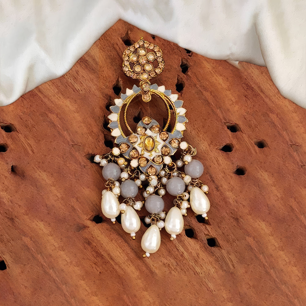 JS Fashion Designer Mehendi Polish Antique Earrings – Fancy Traditional Party Wear Jewelry for Women | Swadesiicart