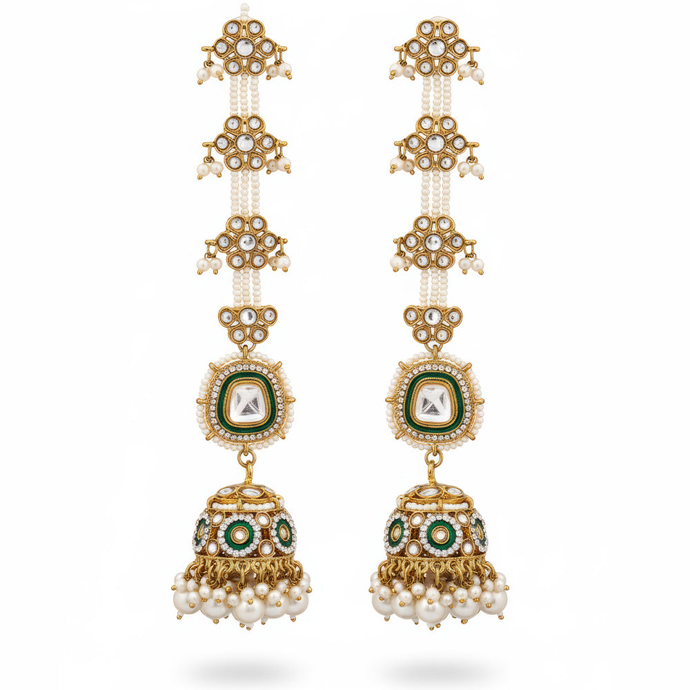 JS Fashion Antique Design Mehendi Polish Jhumka Earrings for Women | Swadesiicart