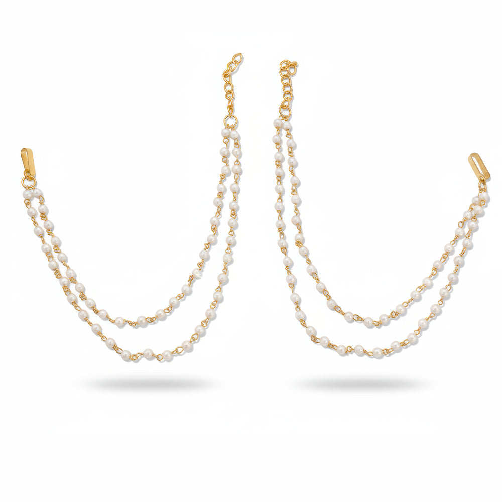 JS Fashion Traditional Double-Line Kaan Chain with Pearls for Women | Swadesiicart