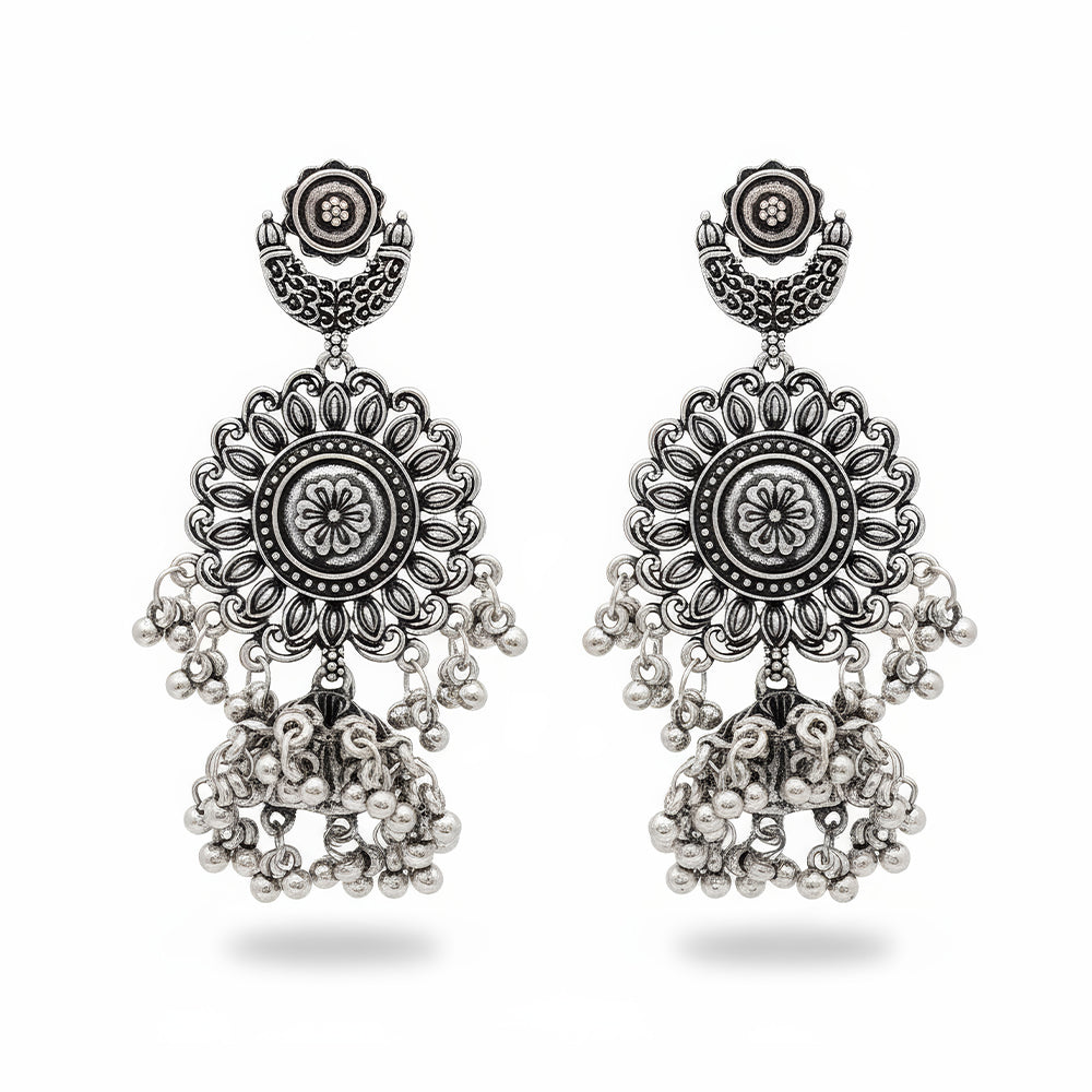JS Fashion Designer Beautiful Oxidised Silver Earrings for Women & Girls | Swadesiicart