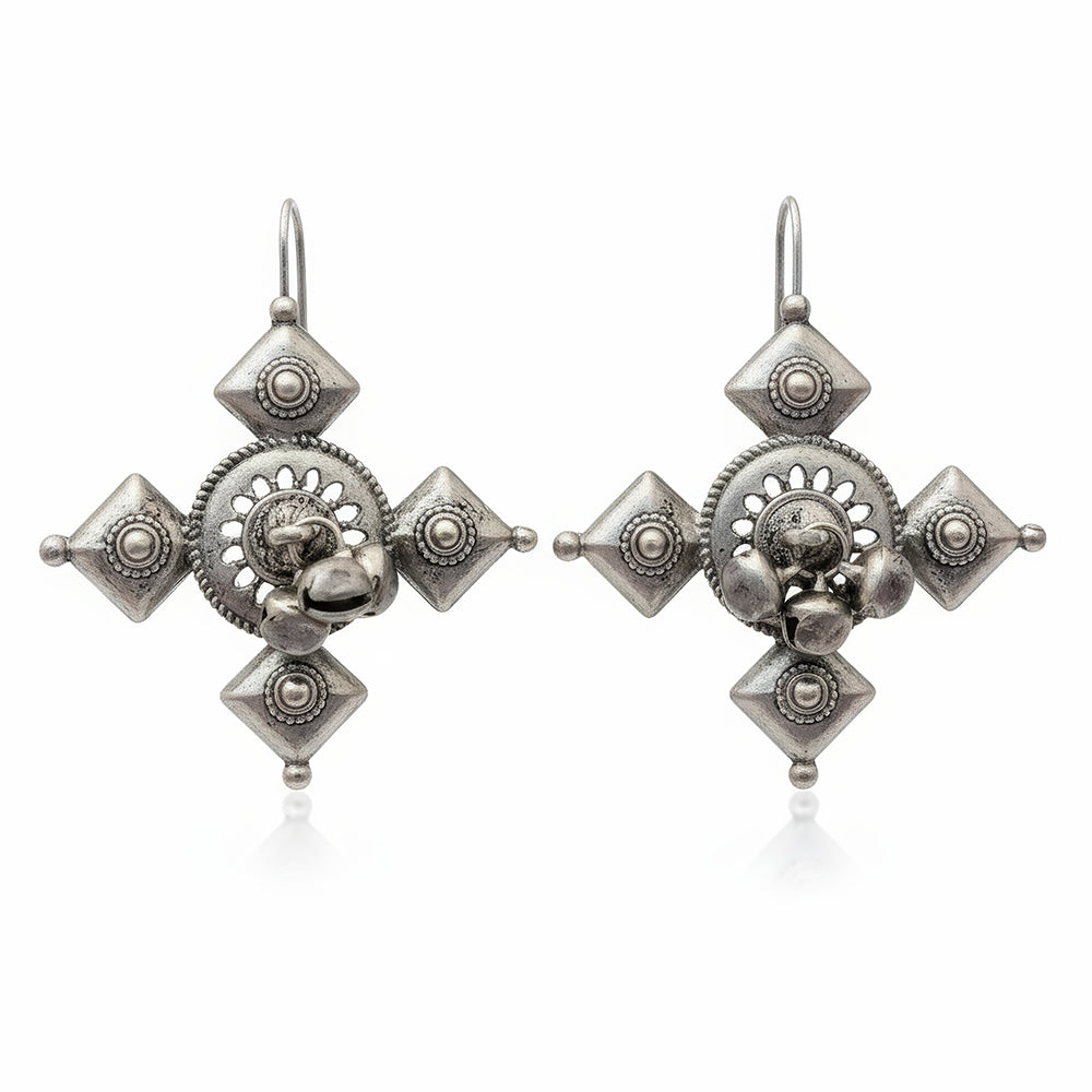 JS Fashion Oxidized Silver Designer Fancy Style Earrings for Women & Girls | Swadesiicart