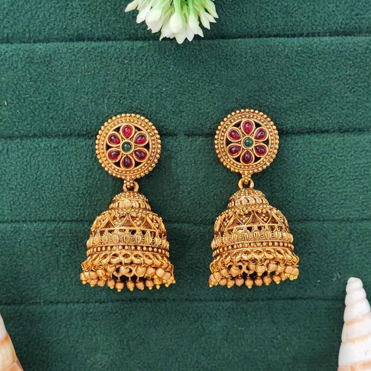 JS Fashion Designer Full Stone High Gold Polish Jhumka Earrings for Women & Girls | Swadesiicart