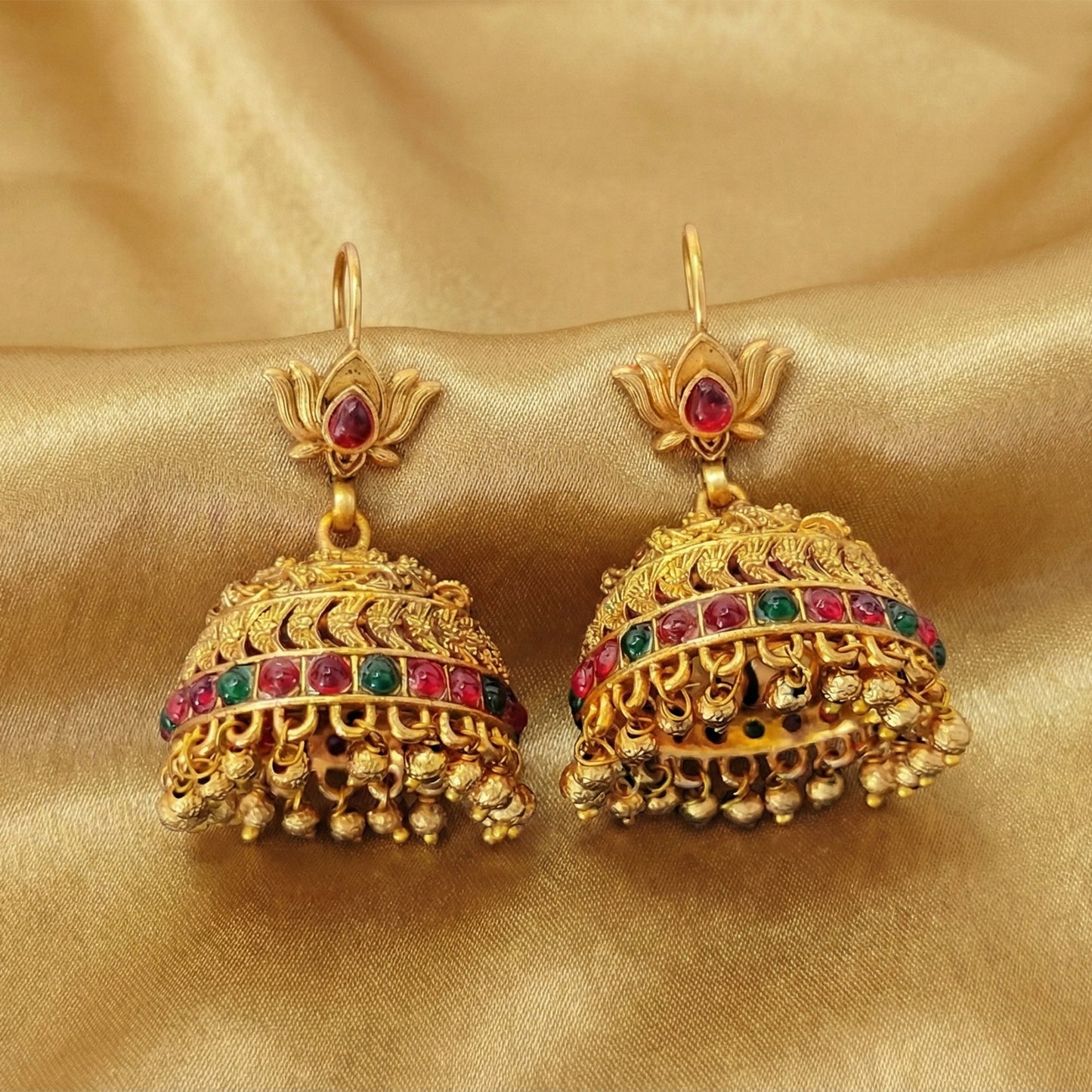 JS Fashion Antique Rajwadi Lotus Top Designer Jhumka Earrings for Women & Girls | Swadesiicart