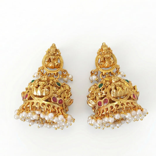 JS Fashion Antique Rajwadi Temple Jhumka with Pearls for Women & Girls | Swadesiicart