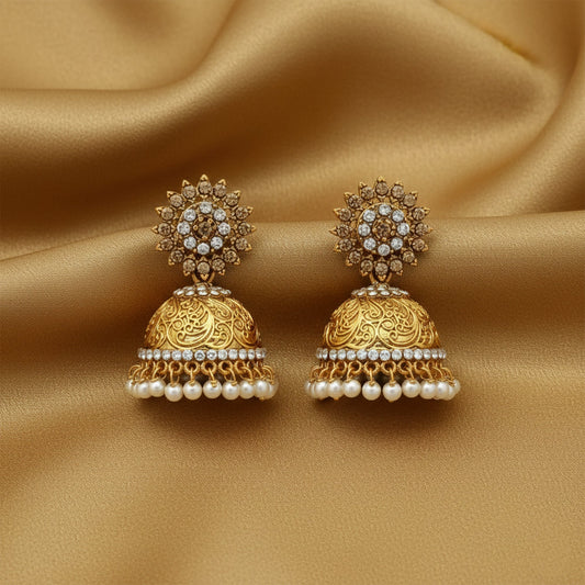 JS Fashion Sunflower Bell Style Bollywood Antique Earrings for Women & Girls | Swadesiicart
