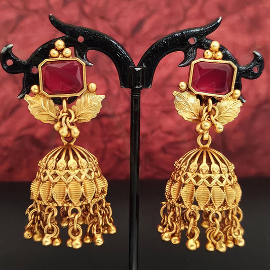 JS Fashion Matte Gold Polish Designer Jhumka Earrings for Women | Swadesiicart