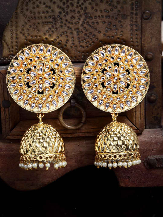 Golden Jhumki Earrings for Womens by House of Ree | Swadesiicart