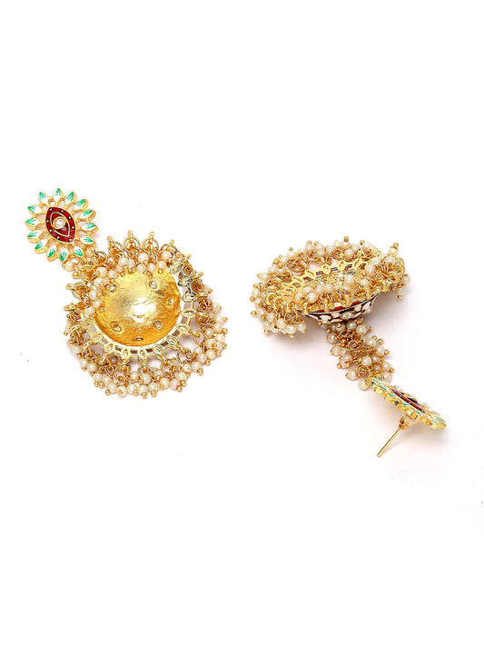 Stylish Partywear Maroon Meenakari Earrings for Womens by House of Ree | Swadesiicart