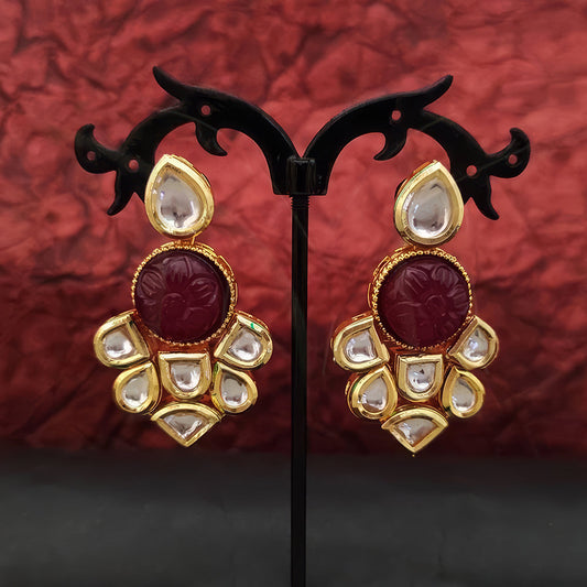 JS Fashion High Gold Polish Kundan Earrings – Fancy Classic Party Wear Jewelry for Women | Swadesiicart