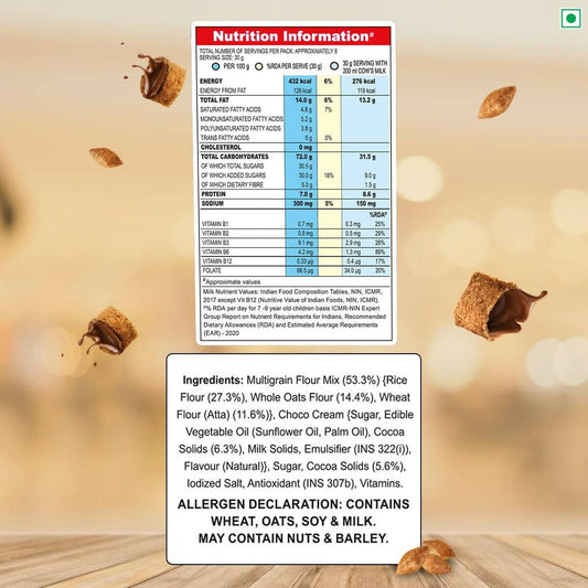 Kellogg's Multigrain Chocos Fills, 3 Grains: Oats, Wheat & Rice, Protein Rich, 0% Maida