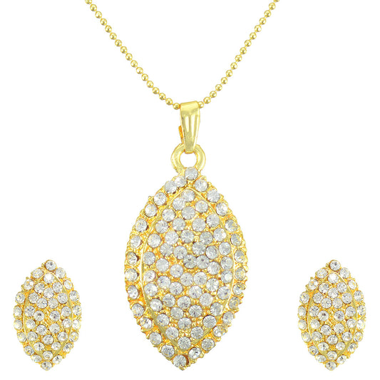 Gold-Polished Alloy Rhinestones Studded Pendant Set - The Pari | Swadesiicart