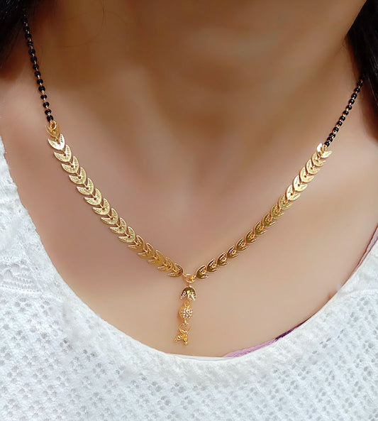 Gold-Polished Alloy Designer Mangalsutra Necklace Set - The Pari | Swadesiicart