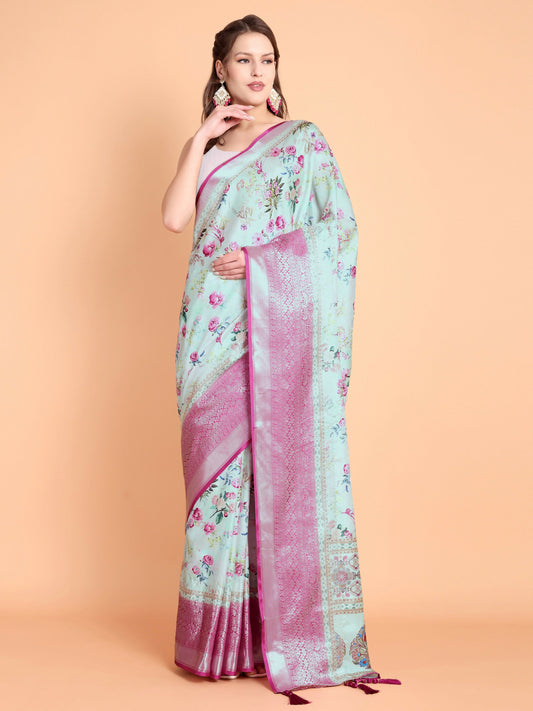 Vamsee Bhavi Pista Georgette Saree - Swadesiicart