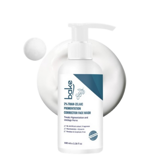 Bake 2% Tran-Zelaic Pigmentation Corrector Milky Face Wash For Pigmentation and unclogged pores | Swadesiicart